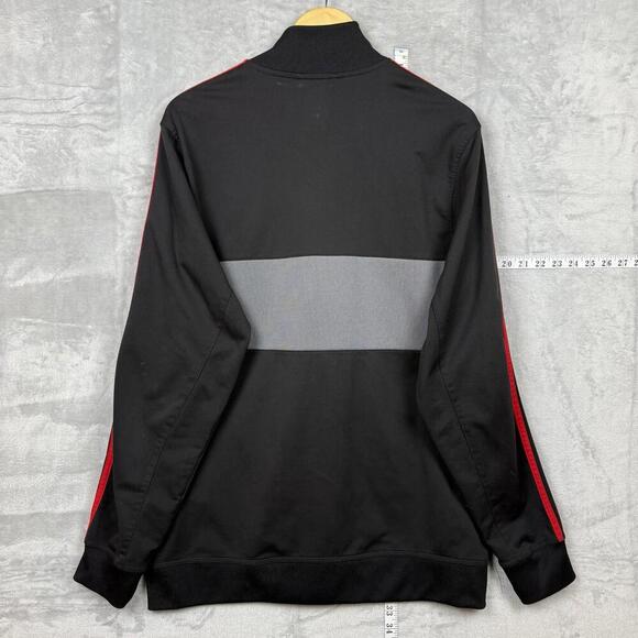 Y2K Adidas Black Red Stripe Track Jacket Full Zip Mens Size L Gray Panel Retro - Picture 4 of 8